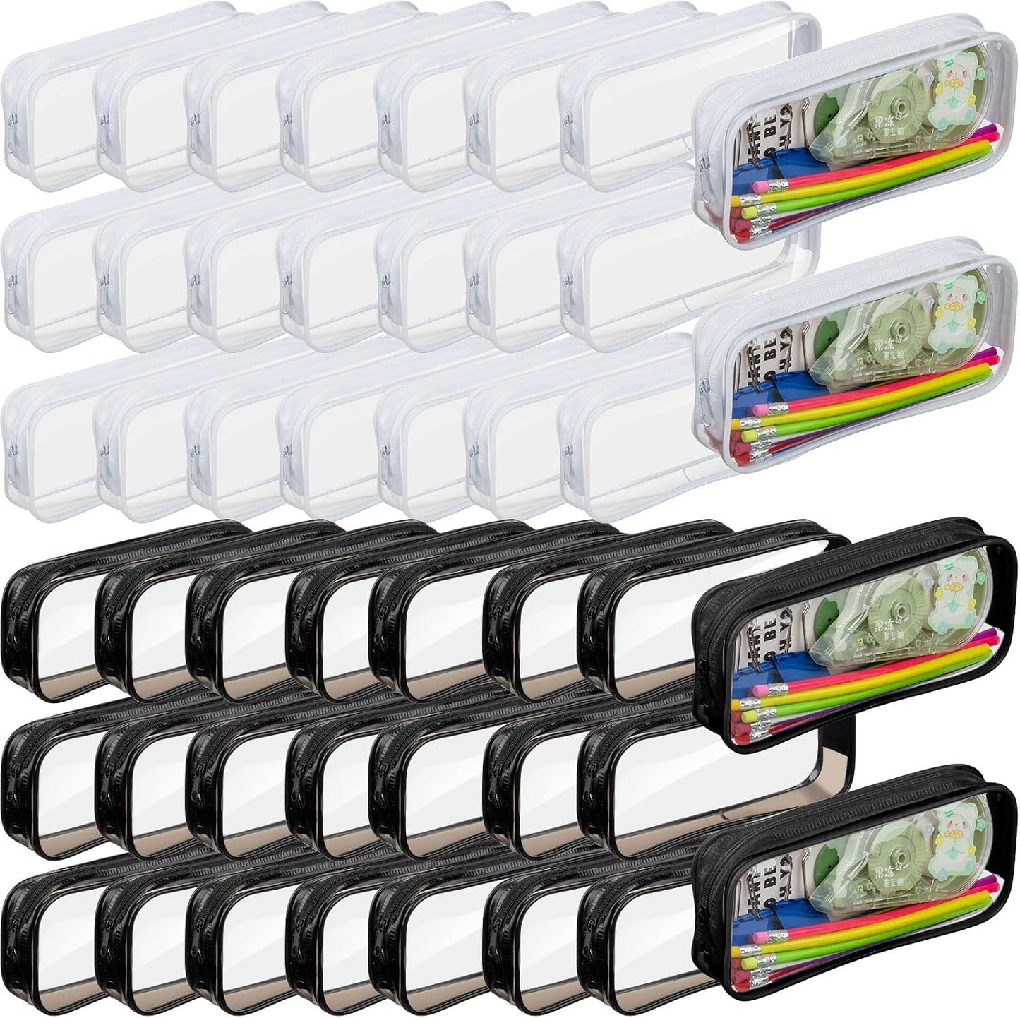 Clear zippered pencil pouch with custom full-color UV print