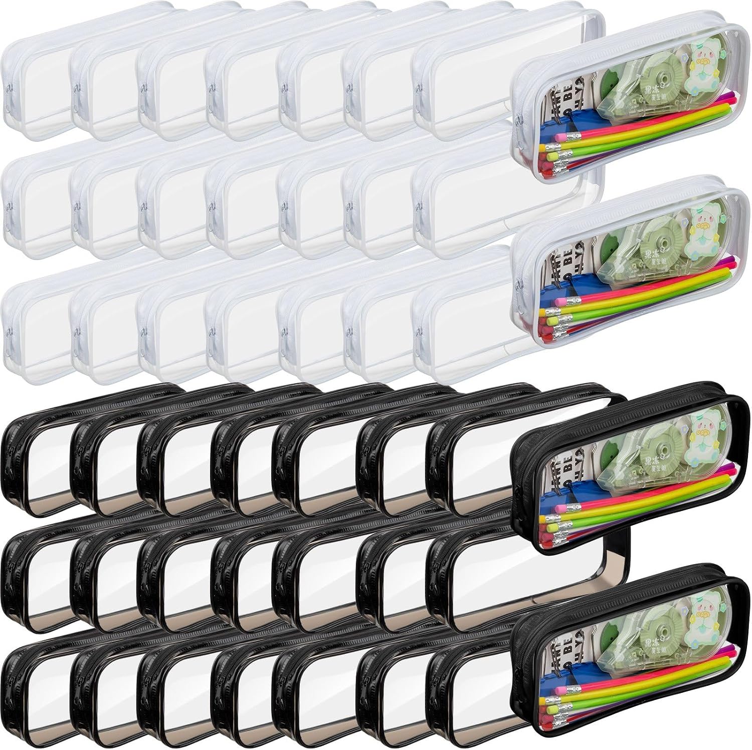 Clear zippered pencil pouch with custom full-color UV print